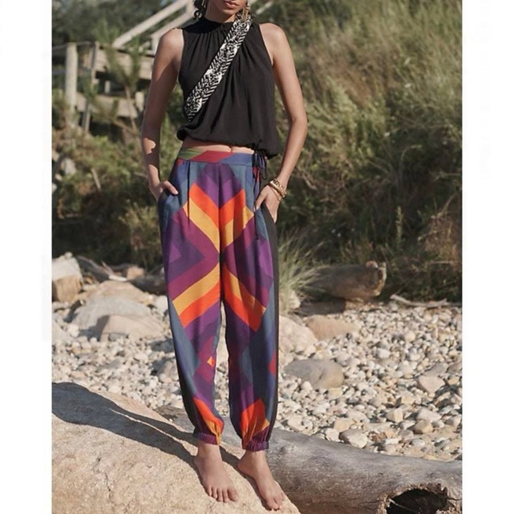 Farm Rio Anthropologie Rainbow Stripe Joggers